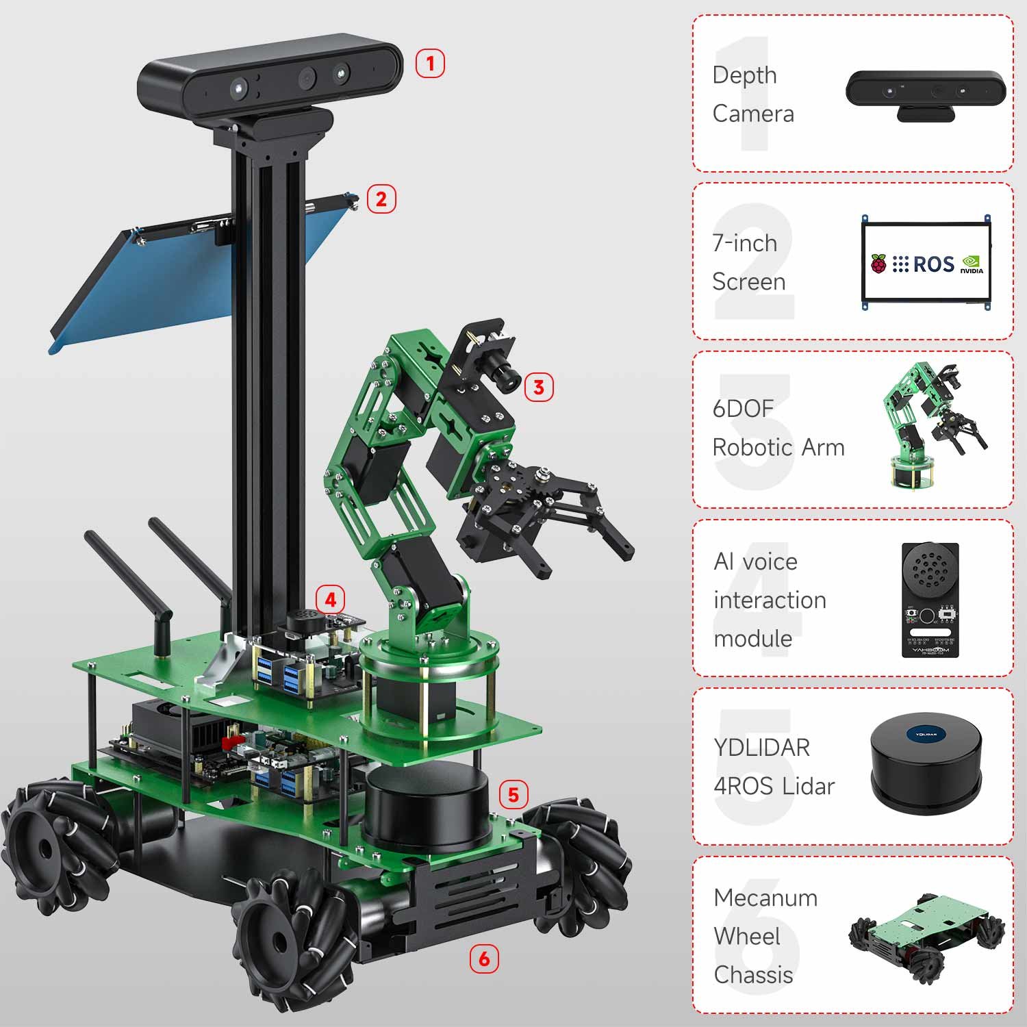 Robot Yahboom ROSMASTER X3 PLUS (con brazo 6 GDL) 3
